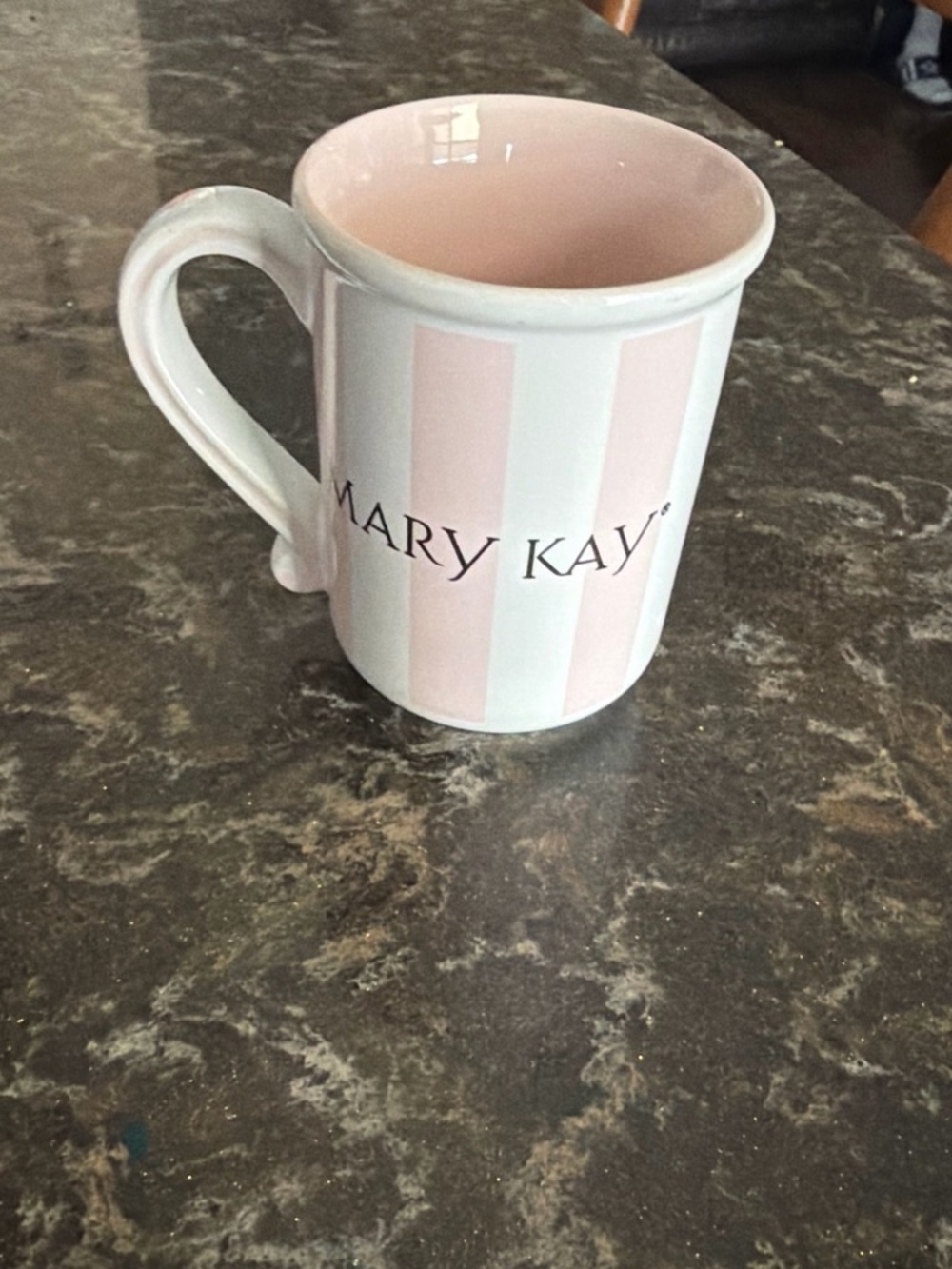 Mary Kay Soft Pink & White Striped Ceramic Mug